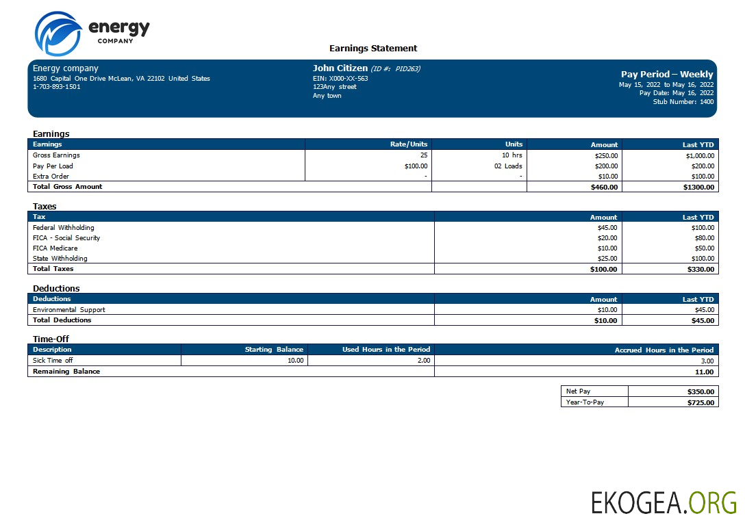 Modèle de paie modifiable pour une entreprise énergétique aux formats Word et PDF